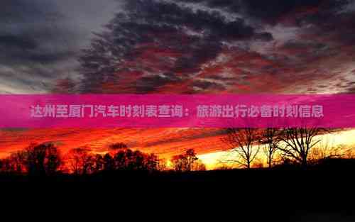 刻表查询：旅游出行必备时刻信息麻将胡了模拟器达州至厦门汽车时